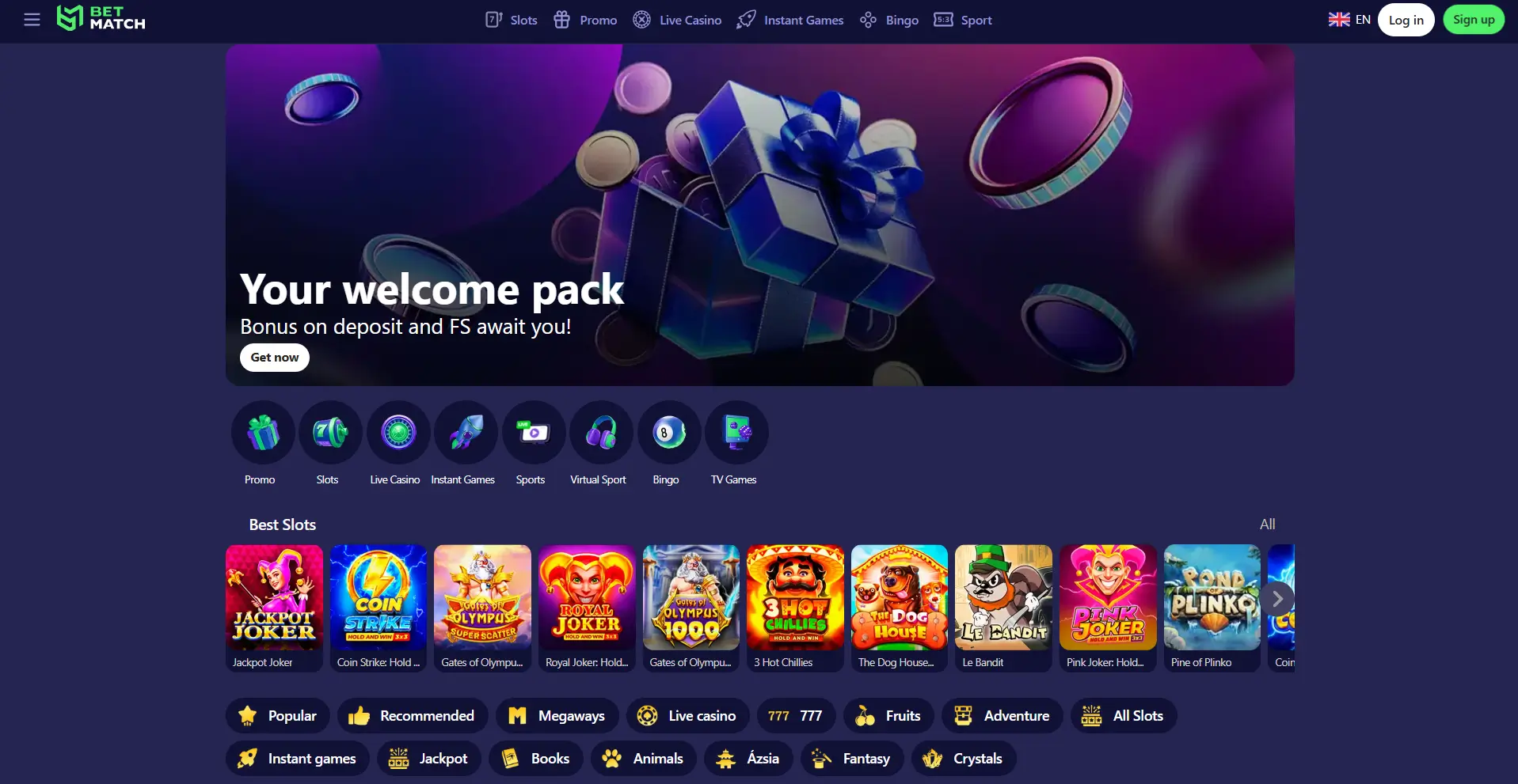 Вітальний пакет Betmatch Casino та огляд найкращих слотів